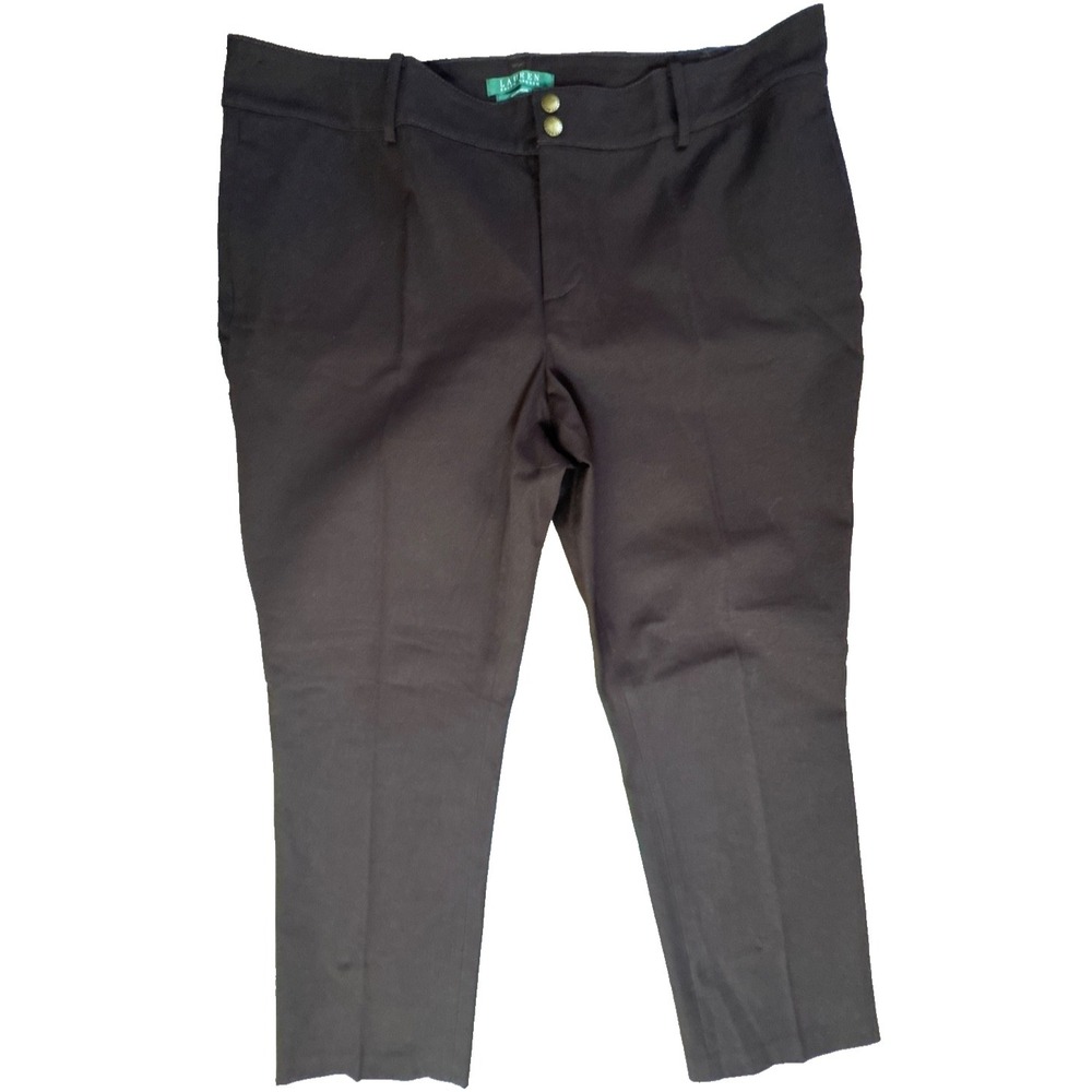 Lauren Ralph Lauren Connor Brown Dress Pants Straight Leg Gold Button Womens